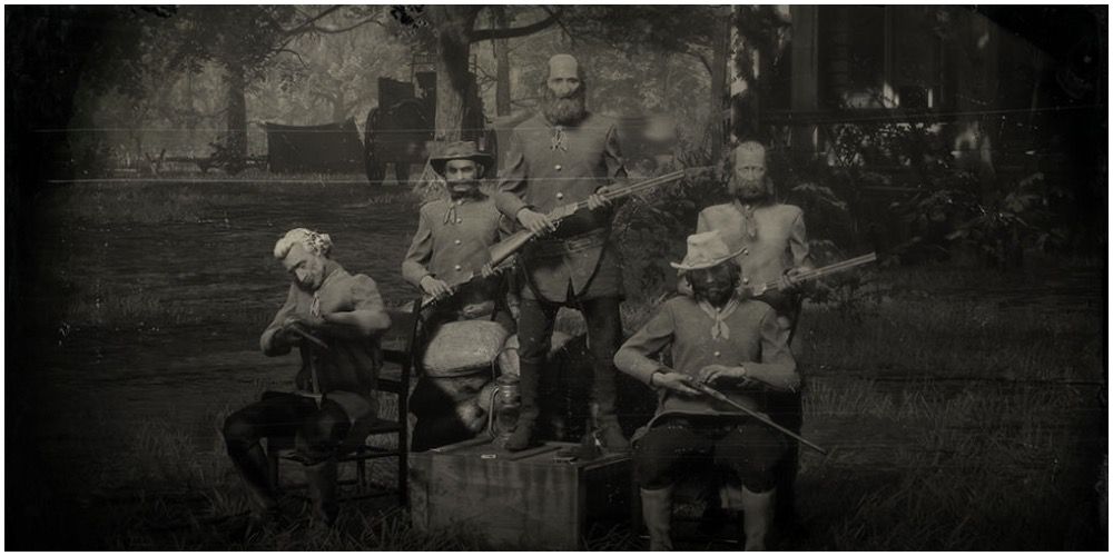 Red Dead Redemption 2 Lemoyne Raiders Black And White Photo