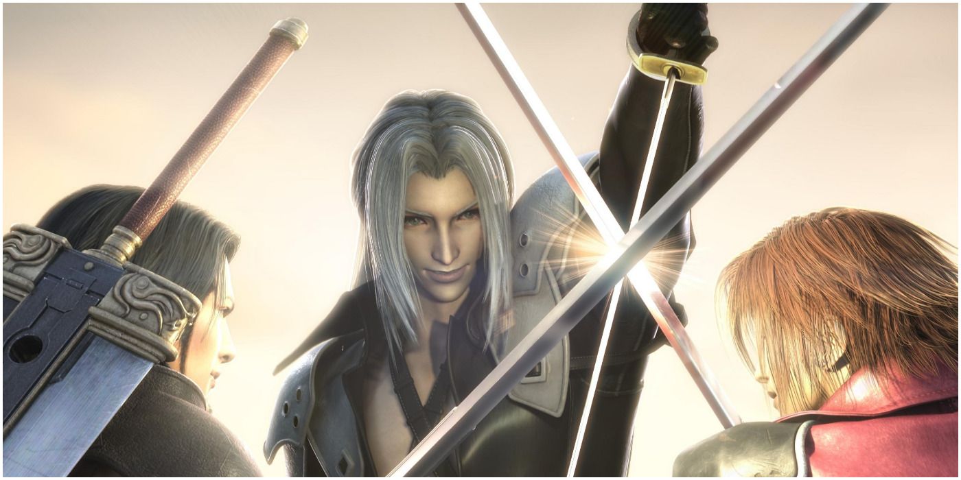 Sephiroth dueling with Angeal and Genesis in Final Fantasy 7