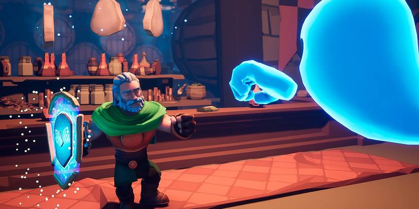 Effie Hero with shield in bar facing ghost