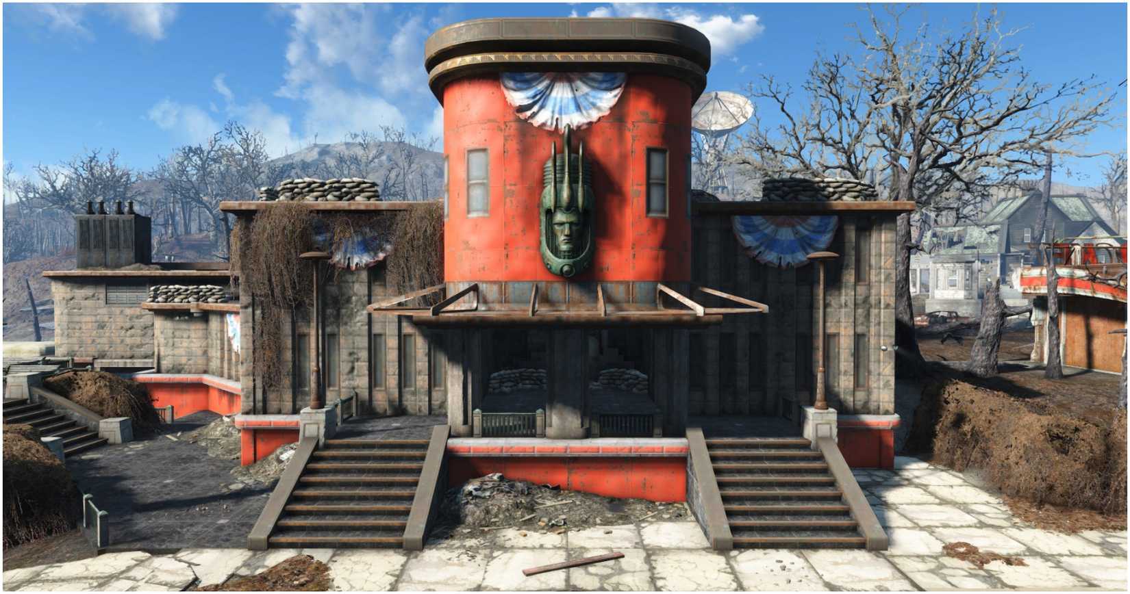 The front of Fort Hagen where Dogmeat will wait for the Sole Survivor Fallout 4