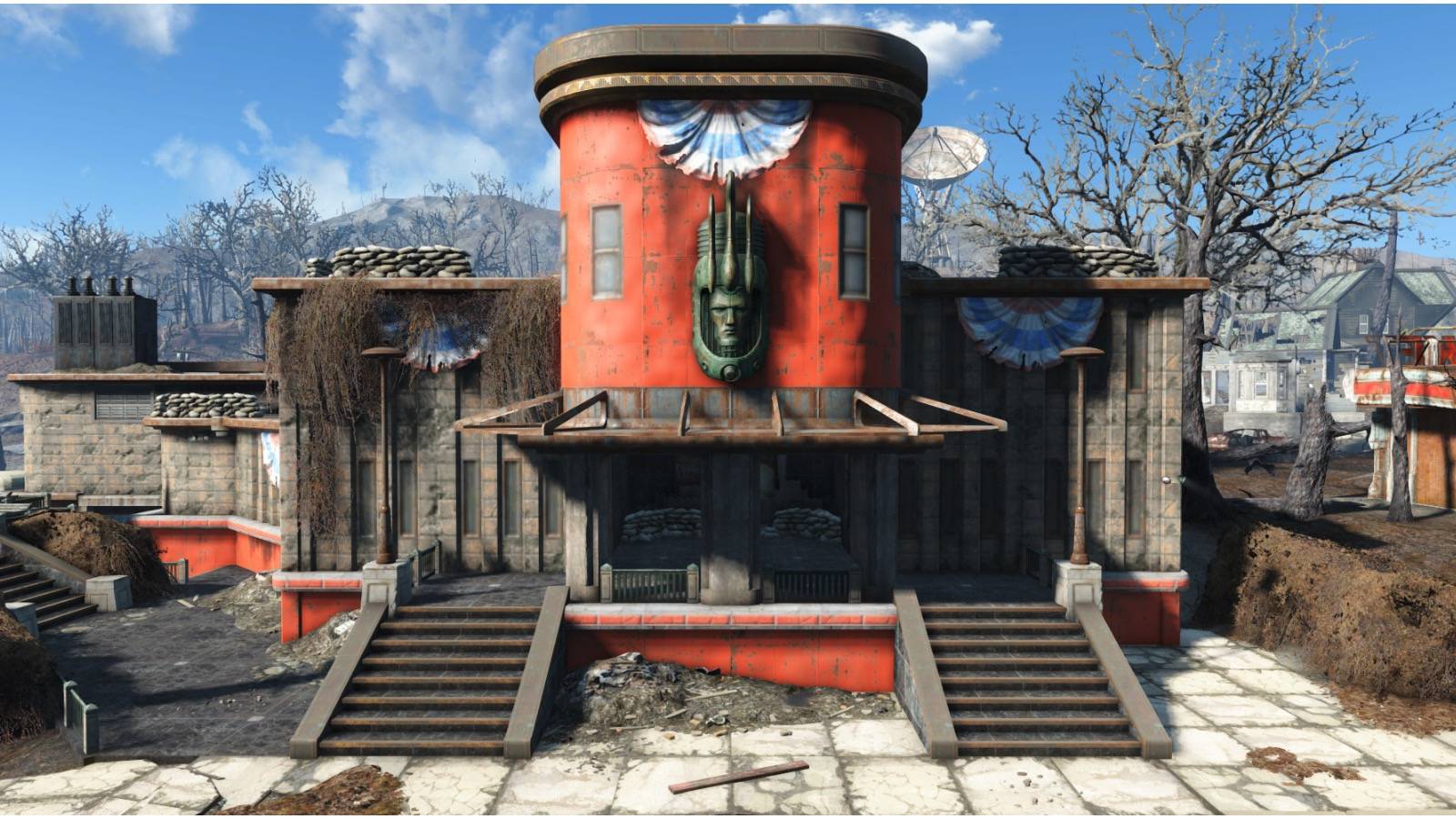 The front of Fort Hagen where Dogmeat will wait for the Sole Survivor Fallout 4