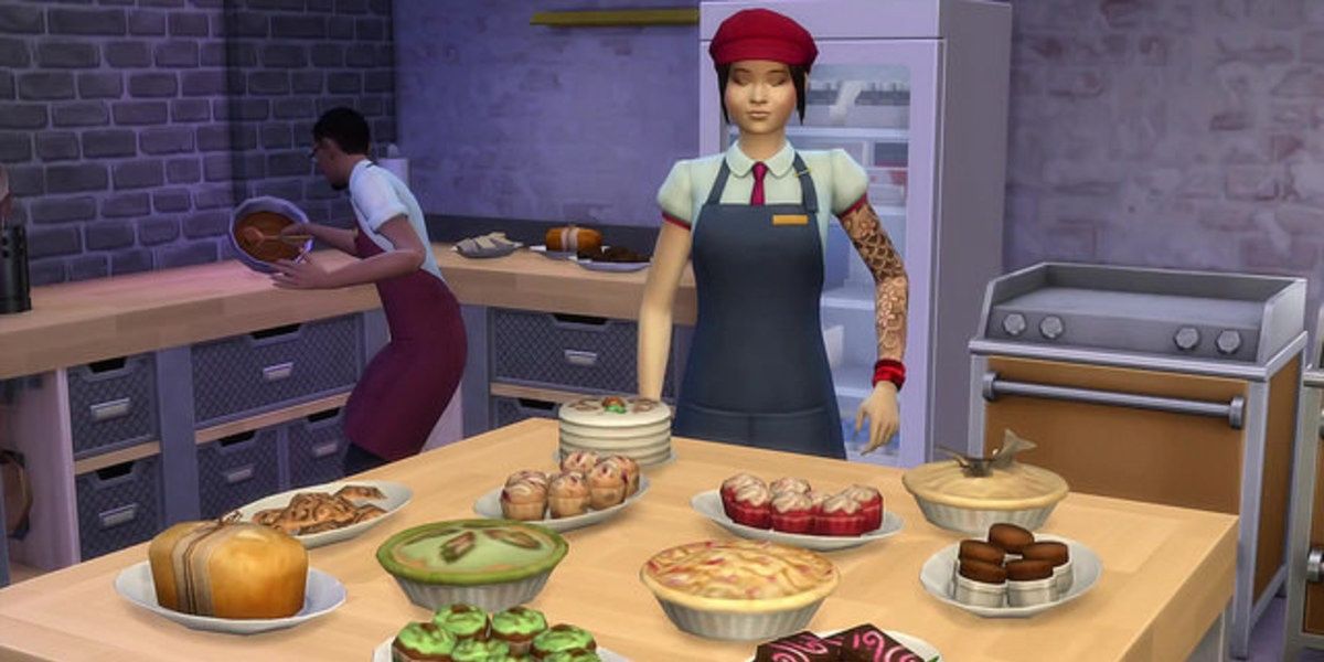 A sim preparing a meal in The Sims 4