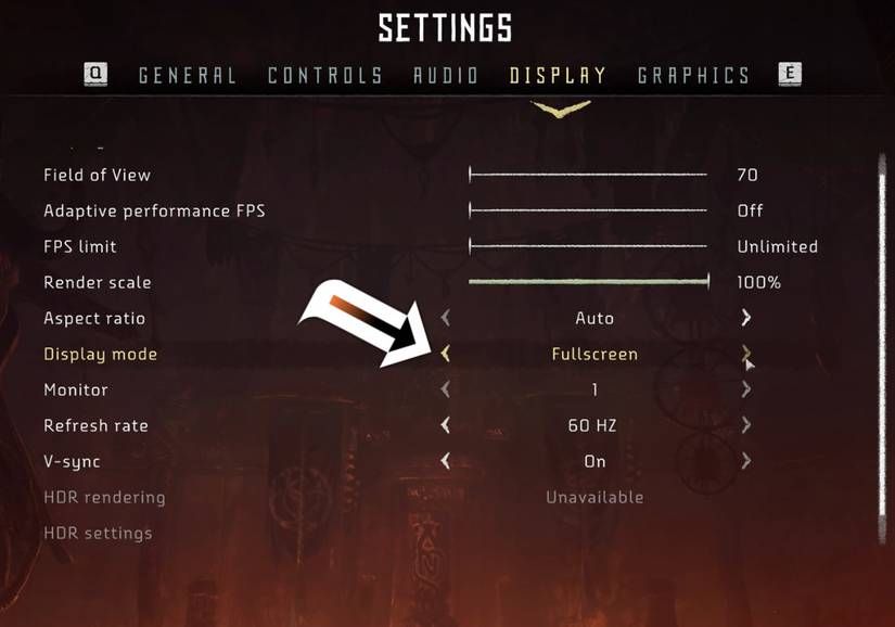 Change the display settings to Fullscreen in Horizon: Zero Dawn.