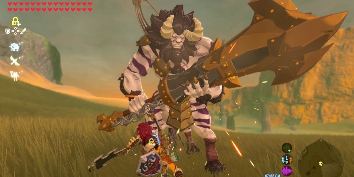 Link and Whine Maned Lynel fight
