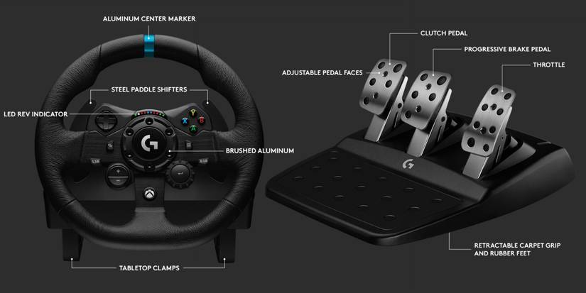 The logitech G923 steering wheel and pedals.