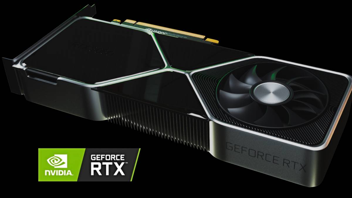 Nvidia Logo over GeForce RTX 3080 Card