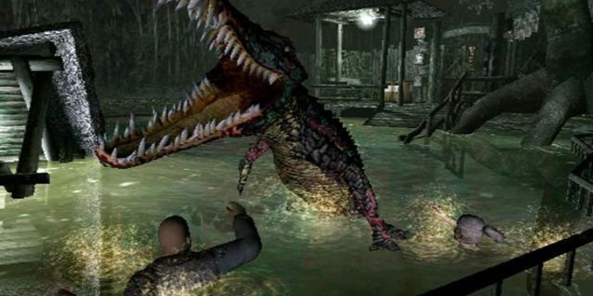 Alligator attacking player in Resident Evil Outbreak