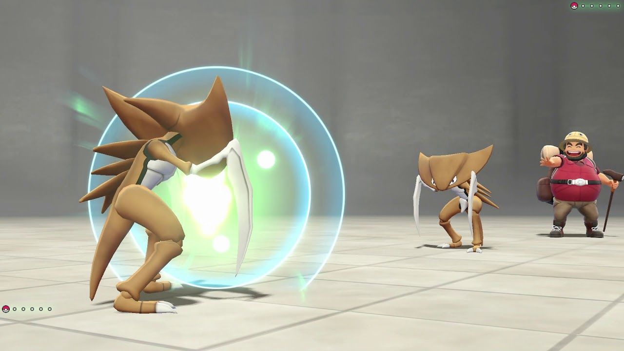 The battle against the Kabutops Master Trainer in Pokémon: Let's Go Pikachu And Eevee