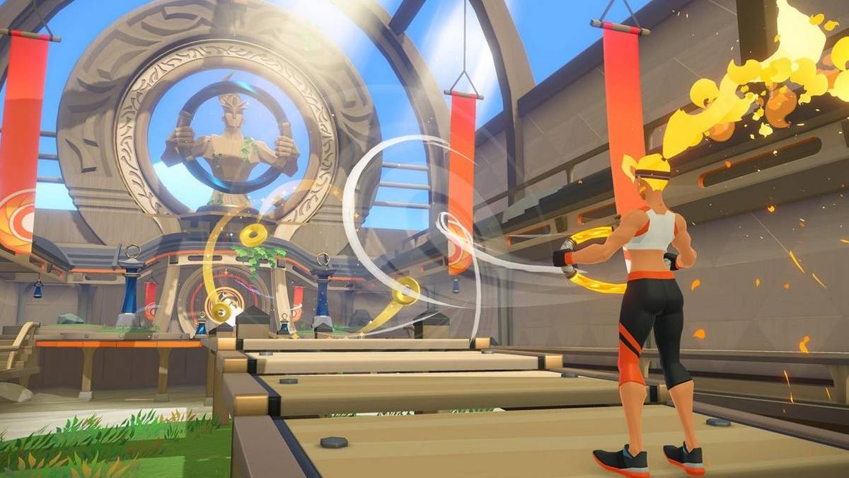 Ring Fit Adventure jogging stage with rings