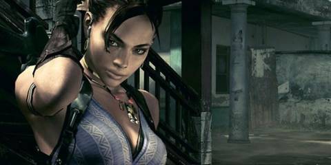 Sheva looks to the side in Resident Evil 5