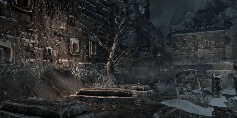Skyrim Blood on the Ice graveyard crime scene.