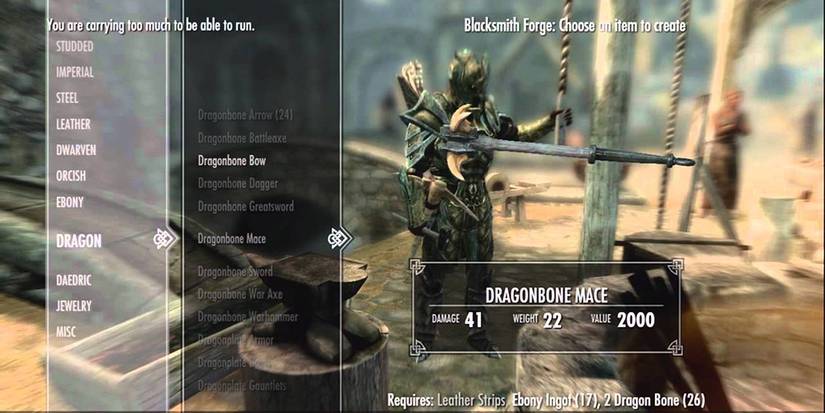 Skyrim-Dawnguard-Dragonbone-Mace-Stats