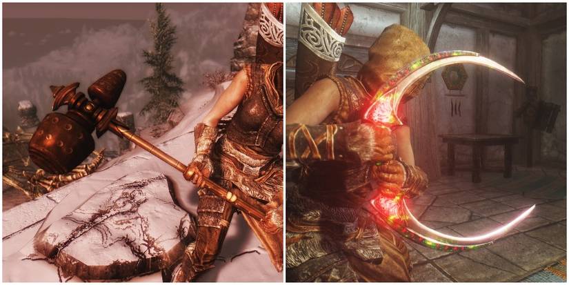 Skyrim Weapon Mod Lore Weapon East Dwemer Hammer Daedric Crescent