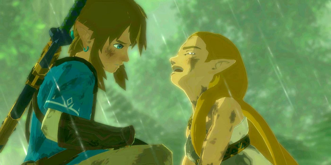 Zelda crying with Link