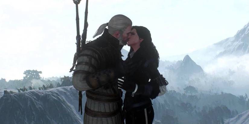 Geralt kissing Yennefer