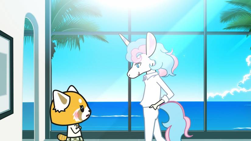 Retsuko and the Unicorn Seiya from the Netlfix series Aggretsuko