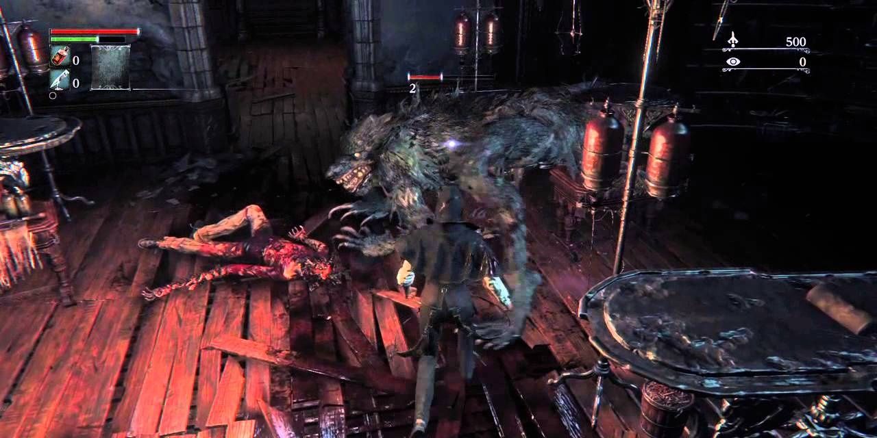 Fighting a werewolf with bare fists in Bloodborne