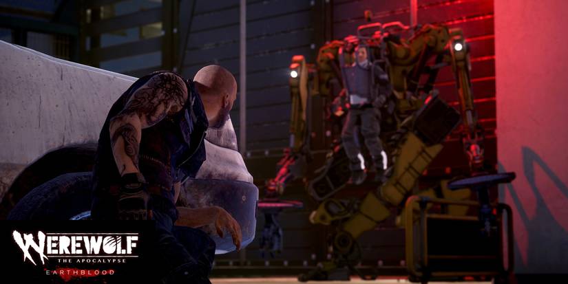 Screenshot and logo for Werewolf The Apocalypse Earthblood