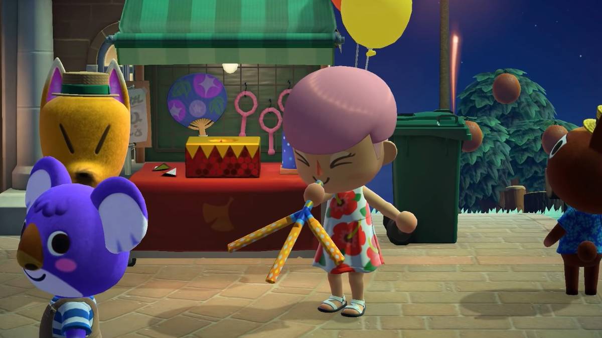 animal crossing new horizons player using tweeter item