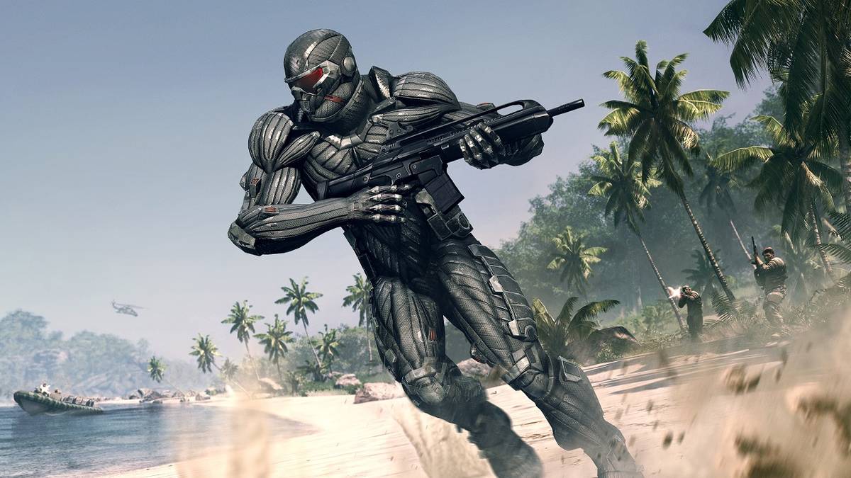crysis suit on beach