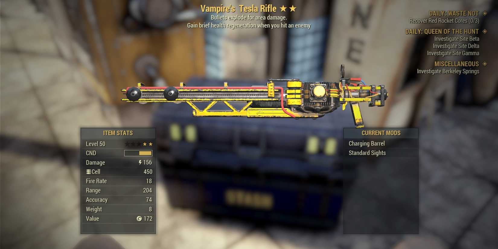 vampire's effect on a tesla rifle.