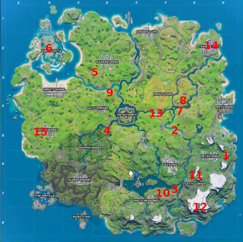 fortnite season 3 week 8 xp coins map