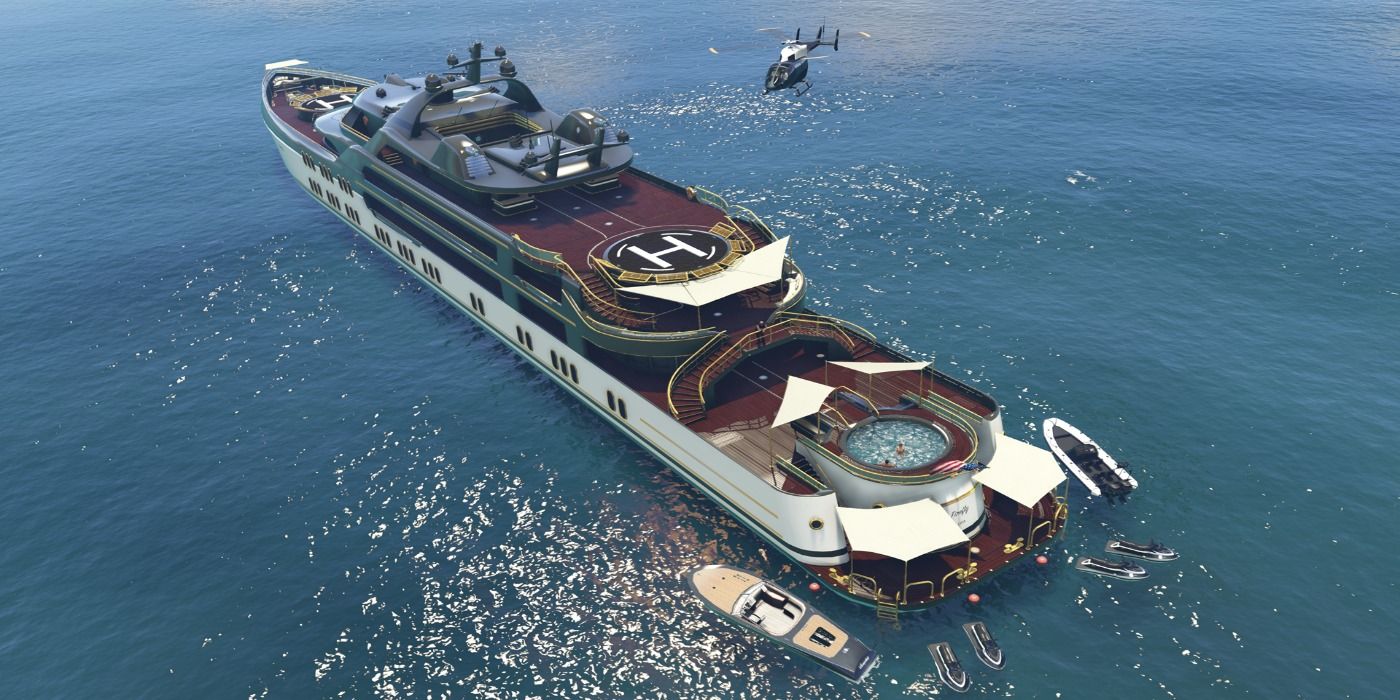gta online yacht with custom deck on ocean