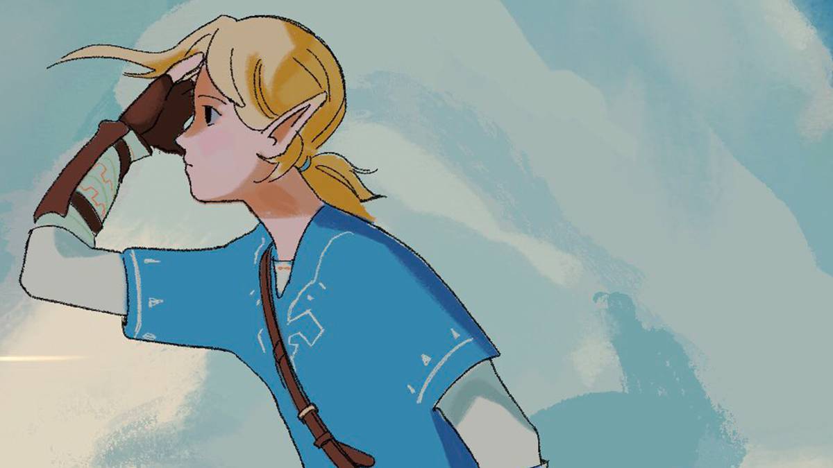 legend of zelda breath of the wild fan poster studio ghibli link nintendo