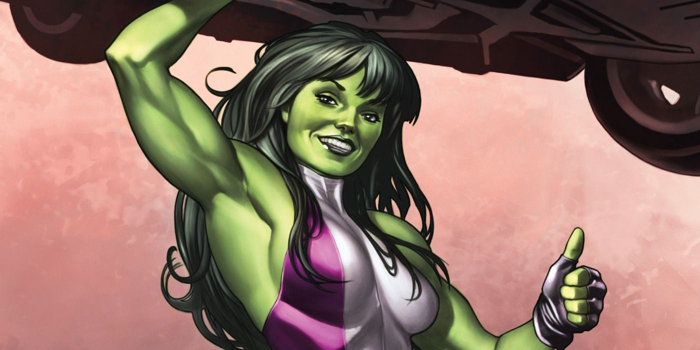 marvel she-hulk comic drawing holding car