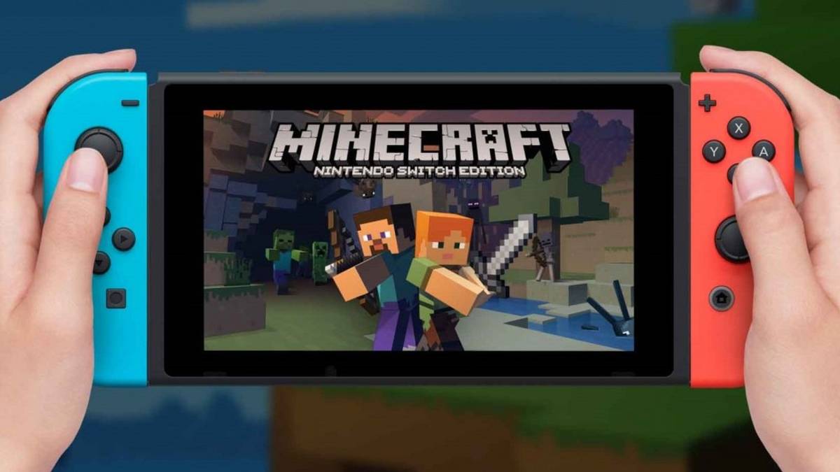 playing Minecraft on Nintendo Switch swordsman