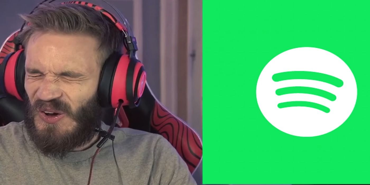 pewdiepie in chair spotify logo on right
