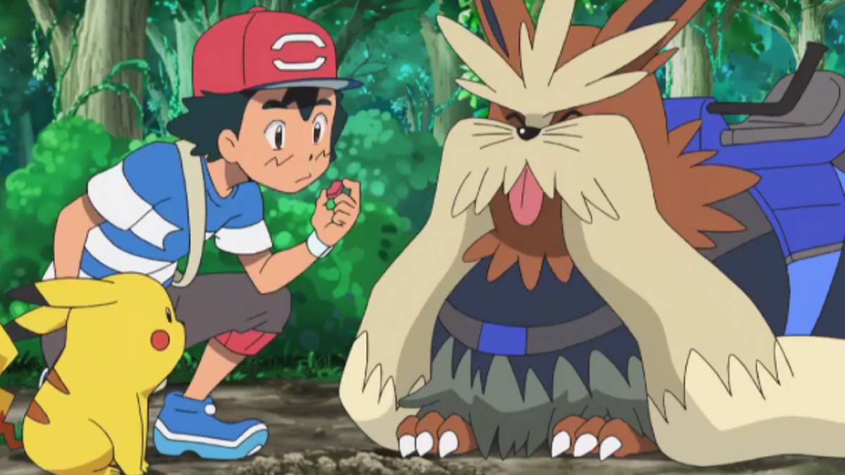 Pokemon Anime Stoutland and Ash