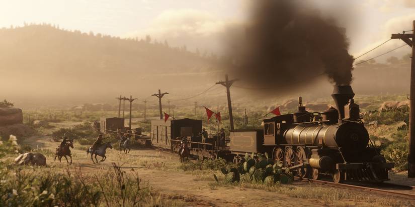 red dead online train with players ready to rob it