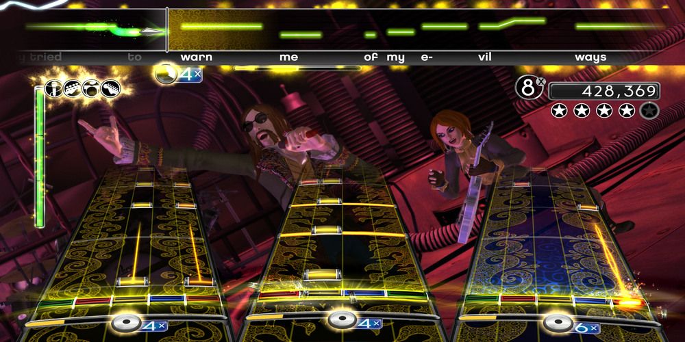 Rock Band 2 four player gameplay