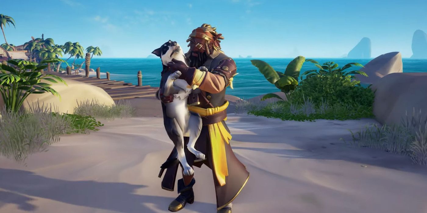 sea of thieves petting the dog
