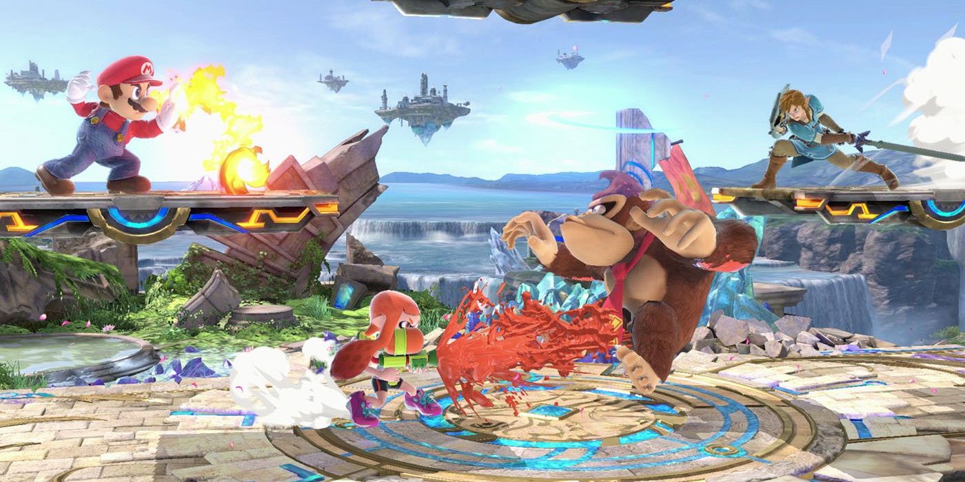 super smash bros ultimate, new patch, new map, mario, donkey kong, link, splatoon