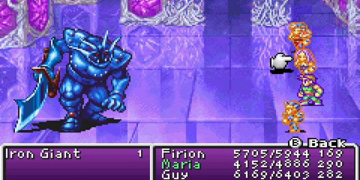 Final Fantasy II Advance's Iron Giant in battle with the party