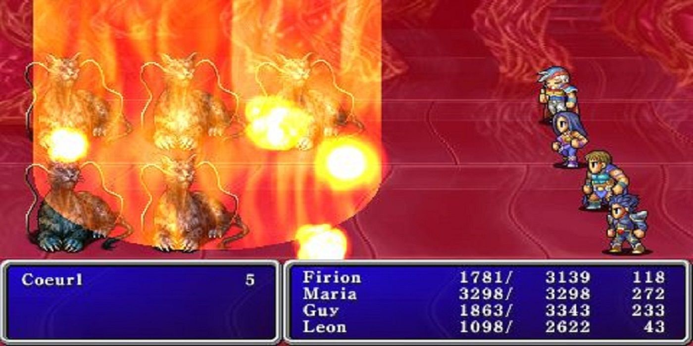A battle against Coeurls in Final Fantasy II