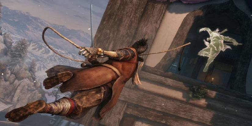 Wolf making a tricky jump in Sekiro: Shadows Die Twice