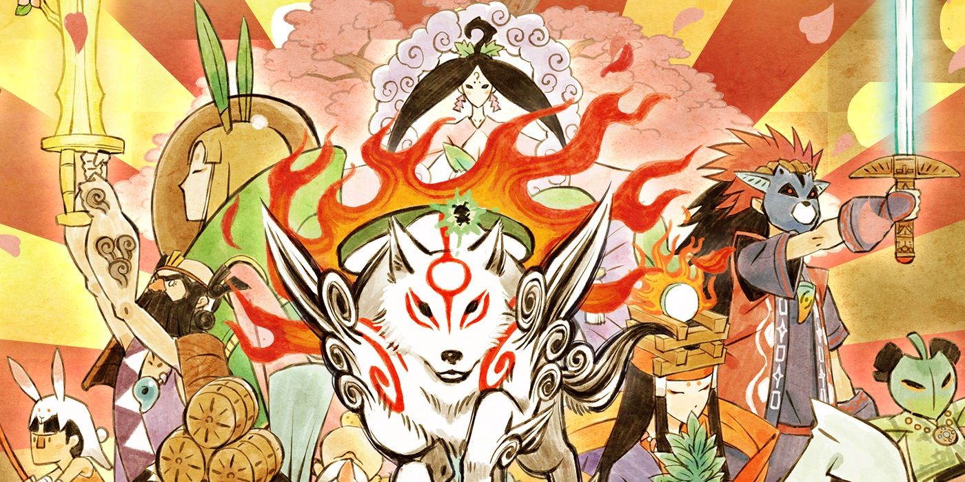 Amaterasu from Okami with other key characters