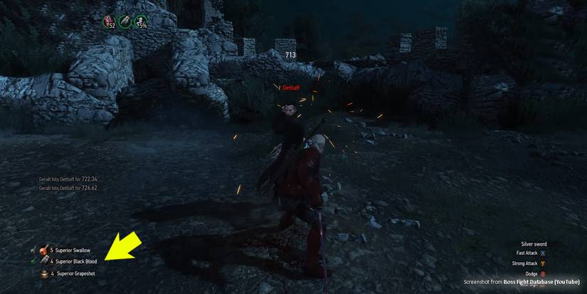 Geralt enters the battle with certain items