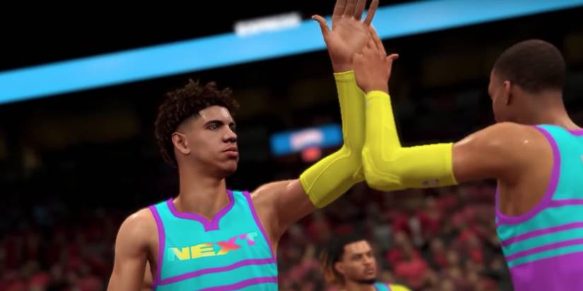 LaMelo Ball highfiving in NBA2k20