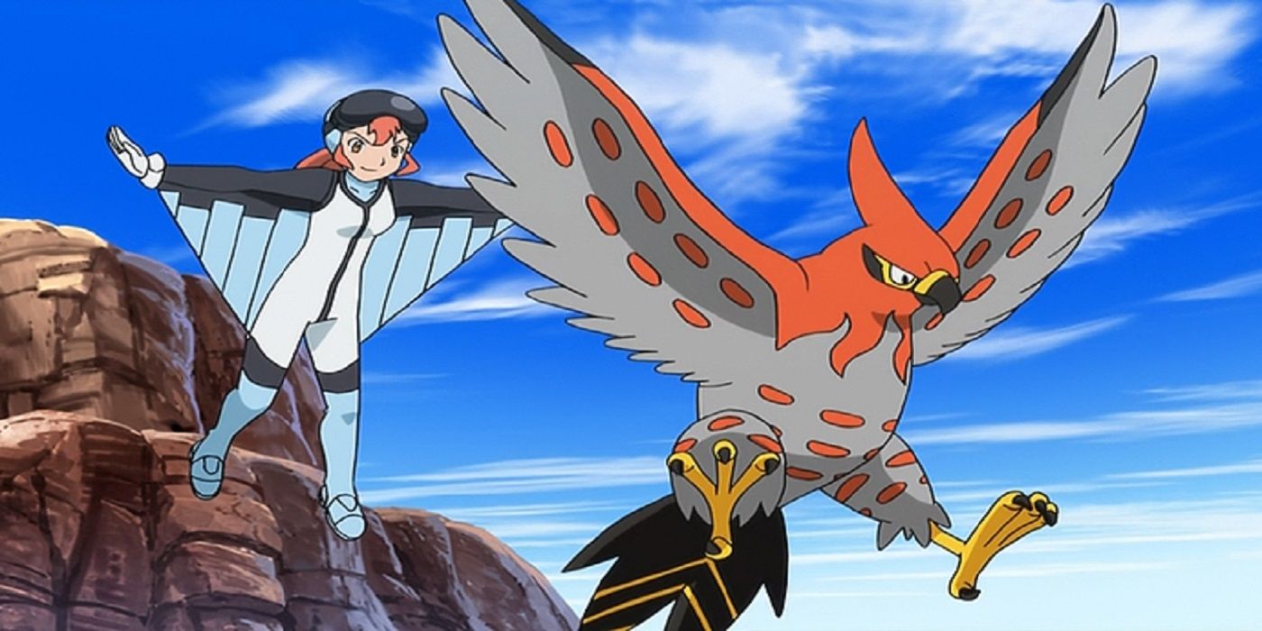 Talonflame in a Sky Battle in the Pokémon anime
