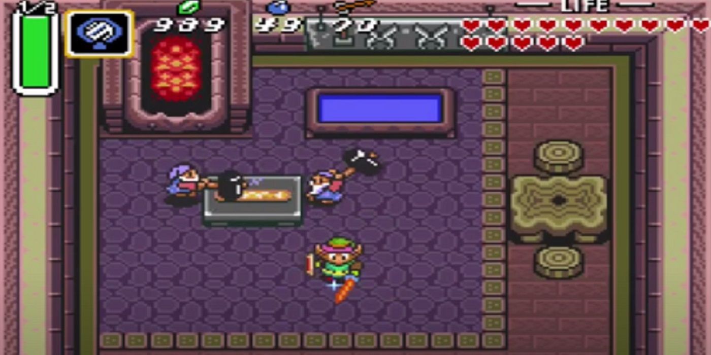 Link acquiring the Tempered Sword in The Legend of Zelda: A Link to the Past