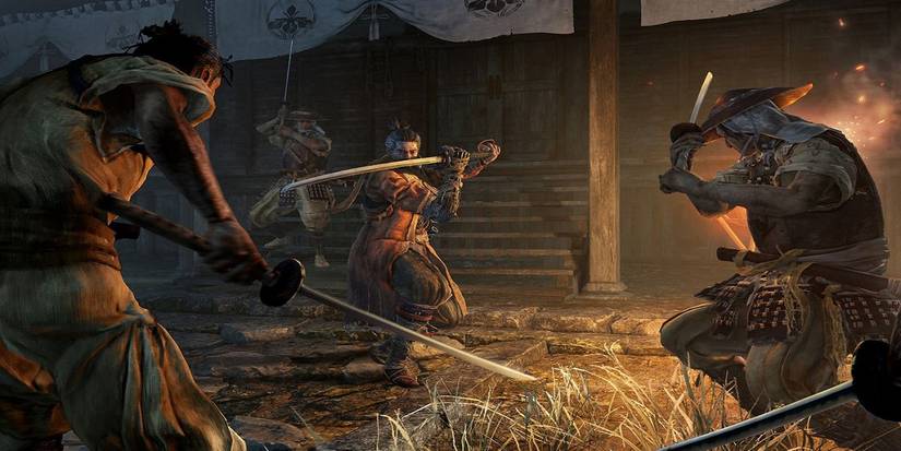 A battle against multiple opponents in Sekiro: Shadows Die Twice