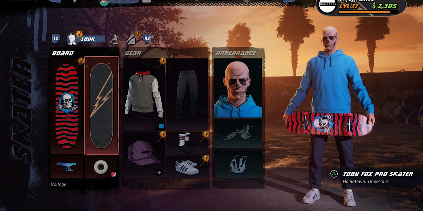 Customising a character’s clothes and board