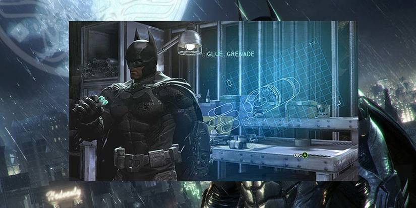 Batman uses Glue Grenade