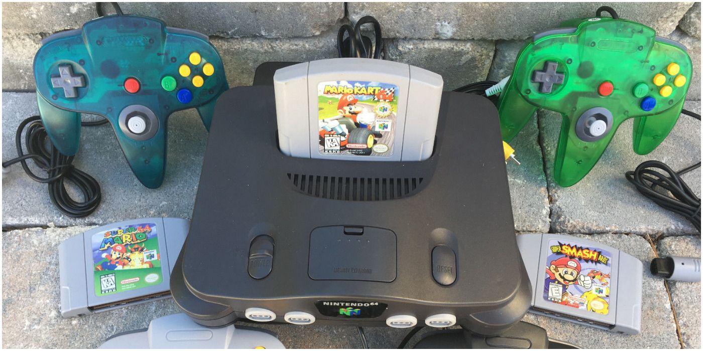 A picture of the N64 and some games.