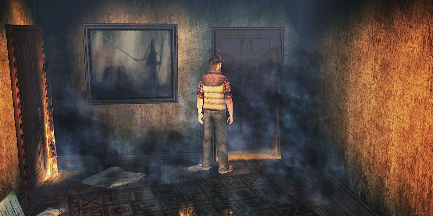 Travis Grady Stands In A Burning House In Silent Hill Origins