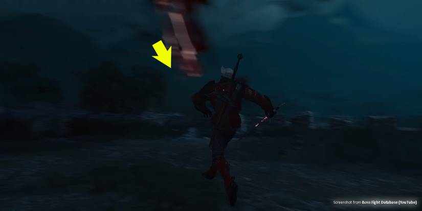 Geralt deftly dodges an attack from Detlaff